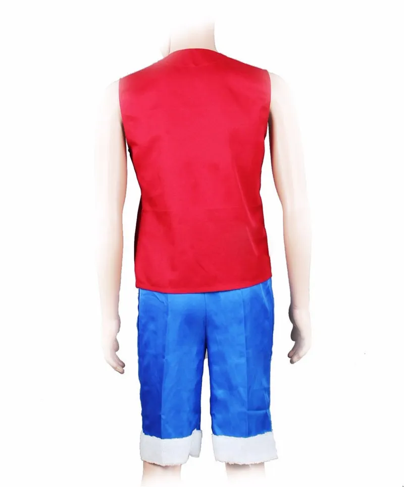 Novo anime cosplay filme vermelho luffy cosplay traje topo shorts