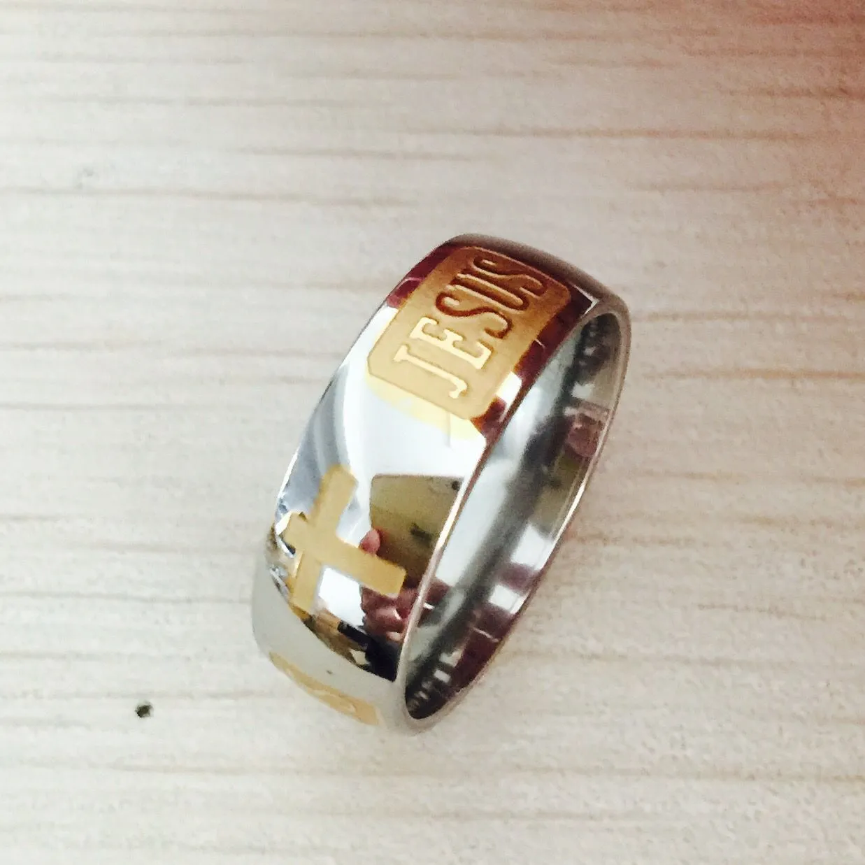Religiöse Christian Midi Ring Edelstahl USA Jesus Kreuz Ring GOD SAVE US Amulett Ring für Männer