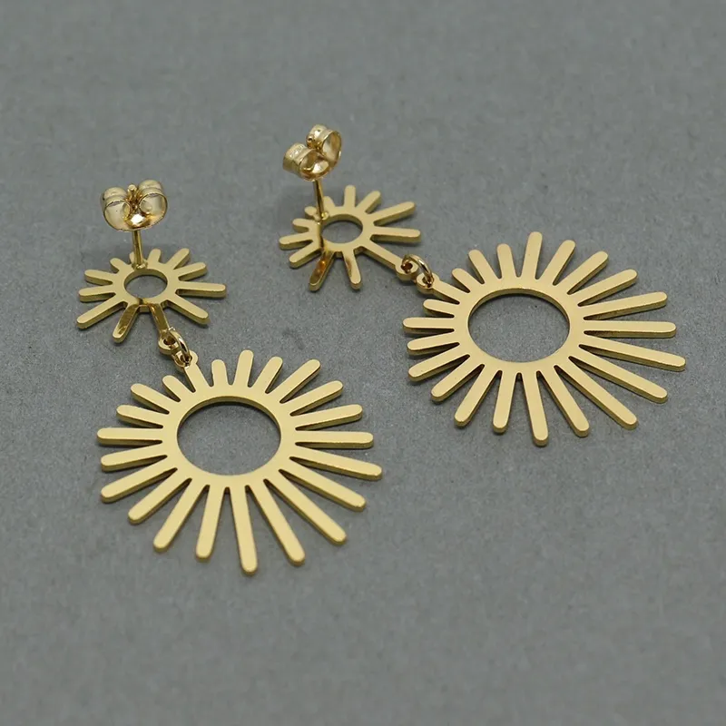 1 Pair High quality Gold Color Stainless Steel Circle Hoop Earrings For Women Ear Piercing Earrings Simple Jewelry