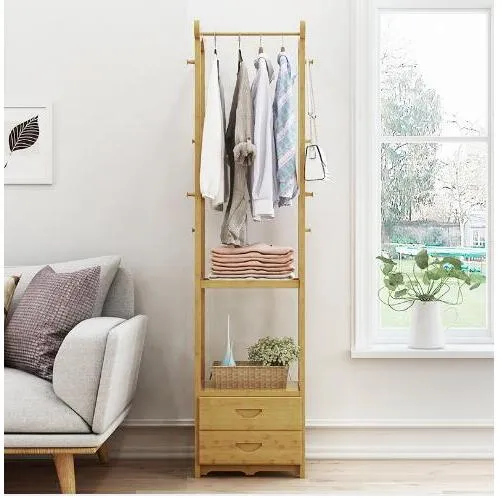 Bamboo Clothes rack Bedroom Furniture landing simple clothing shelf provincial space multi-functional creative collection cloth racks