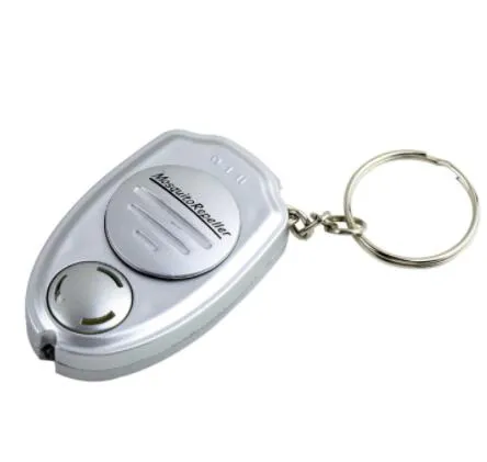 Silver Ultraljud Anti-Mosquito Key Ring Mini Mosquito Killer Electronic Mosquito Repeller Key Chain Free Shipping