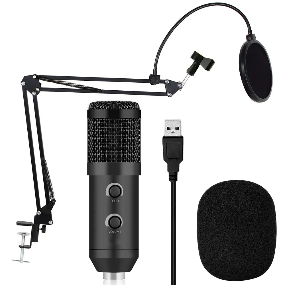 Studio de microphone USB à condensateur BM 900 avec trépied et micro filtre anti-pop pour ordinateur karaoké PC mis à niveau à partir de BM 800