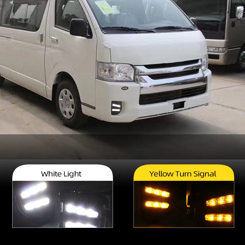 1 Ensemble pour Toyota Hiace 2014 2016 2017 2018 Jaune Signal Style Relais Relais Étanche Voiture DRL 12V LED DayUne Trouble de brouillard