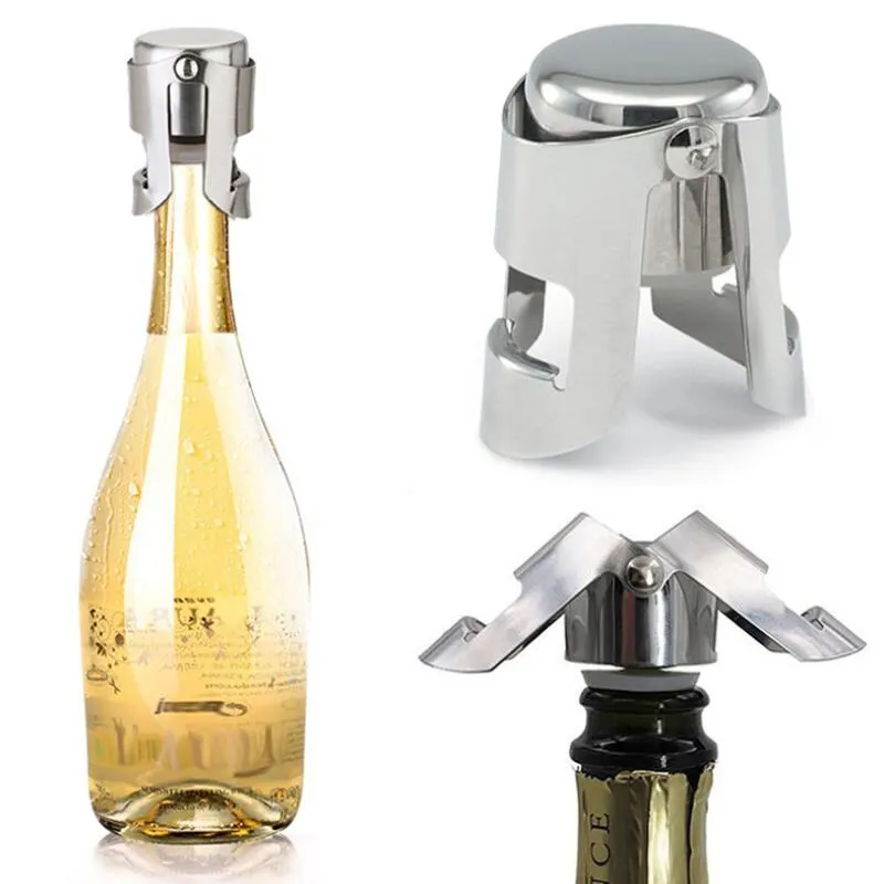 Aço inoxidável vinho Rolhas de Champanhe Sealer Bar Stopper portátil Wine Sealed Bottle Stopper Cap Barware Bar Ferramentas LX8654