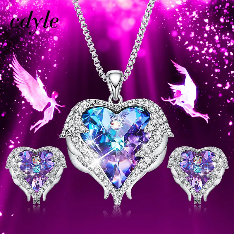 Purple and blue heart necklace sales