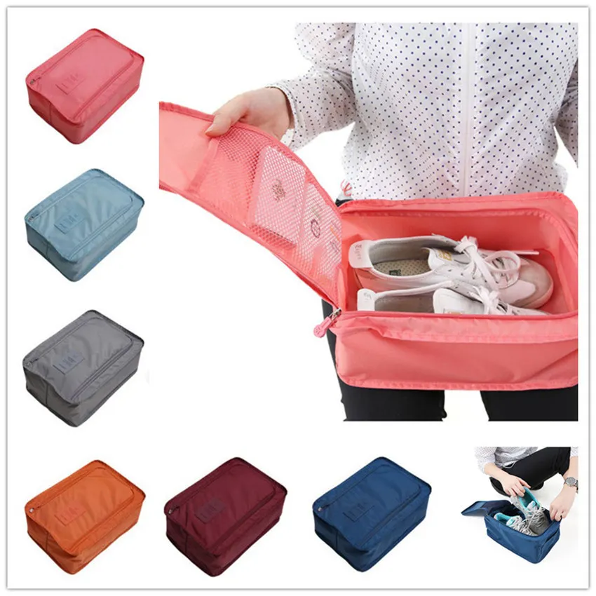 Travel Składany Storage Shoe Box Case Wodoodporna Dustoodporna Torba Nylonowa Torba do przechowywania Torba Odzież Ręcznik Home Buggy Bag Organizator 30 * 21 * 11 cm E22709