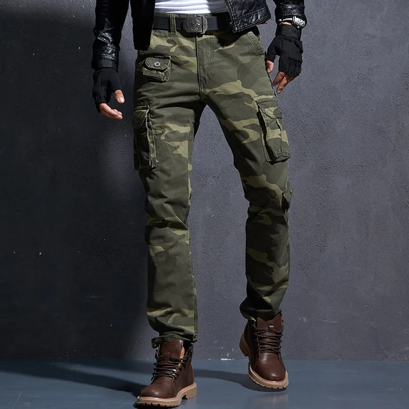 2019 Casual Pants Men Tactical Pantalon Camouflage Homme Slim Fit Cargo Pants Homber Modis Black Uomo byxor Male