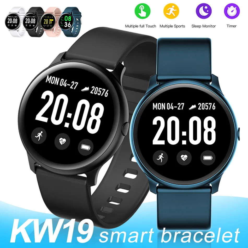 KW19 Smart Watch Waterproof Blood Pressure Heart Rate Monitor Fitness Tracker Sport Intelligent Wristbands For Andriod with Retail Box