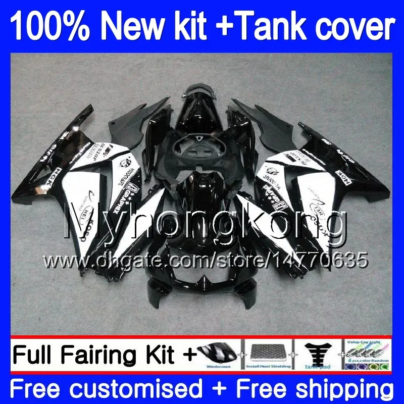 + Tank voor Kawasaki EX-250 ZX250R 2008 2009 2010 2011 2012 201MY.54 EX250 ZX 250R EX 250 ZX-250R EX250R 08 09 10 11 12 Witte zwarte kuip