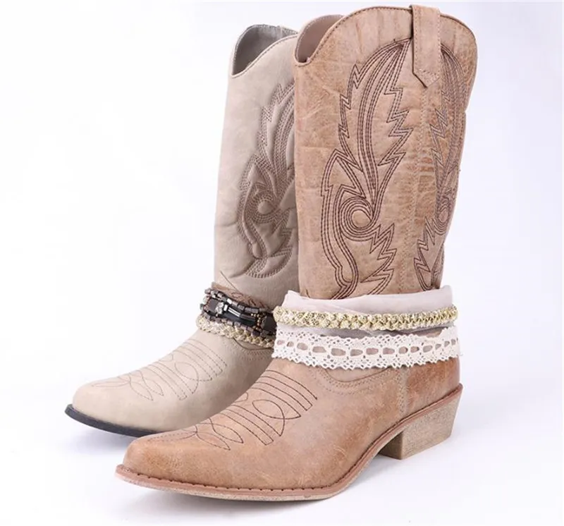 Acquistare Ginocchio Cuoio Stivali Donne Cowboy Cowgirl Stivali Con Pizzo E  Decorazione Catena Scarpe Occidentali Stivali Da Moto Economico | Consegna  Veloce E Qualità | It.Dhgate