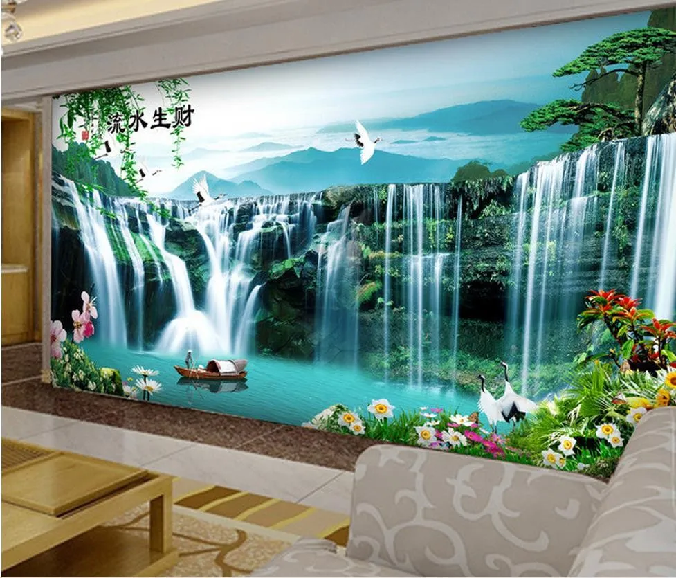 Krajobraz Wodospad Tapety Stereoecopic Wallpaper Papel Parede Mural Tapeta 3d Tapety Salon