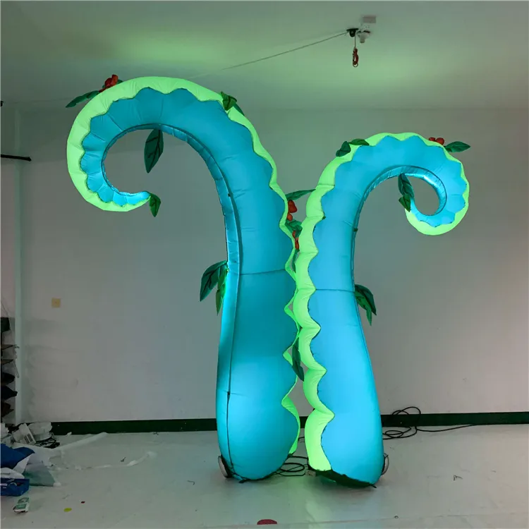 wholesale Tentacule gonflable vert de pieuvre gonflable publicitaire avec bande LED Comment décorer les décorations d'événements de scène de mariage