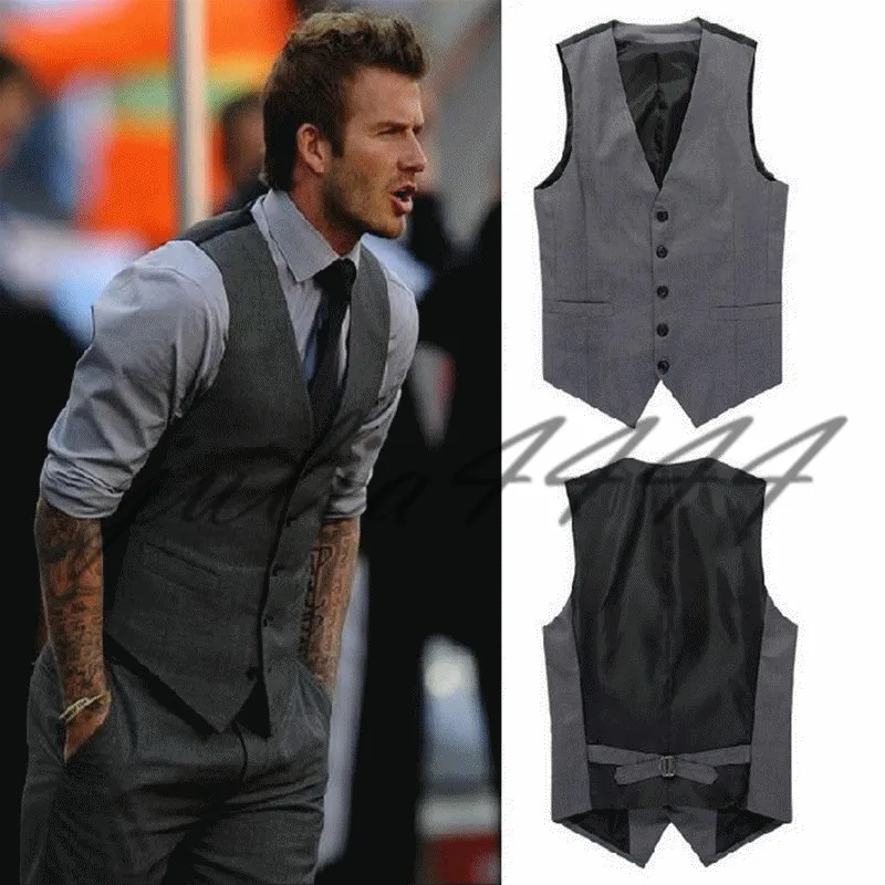 2019 Skräddarsydda Mens gråbröllop Groom Vest Nya Bröllopsklänning Vest Groomsmen Vest Casual Slim Herrkläder Topp Outfit