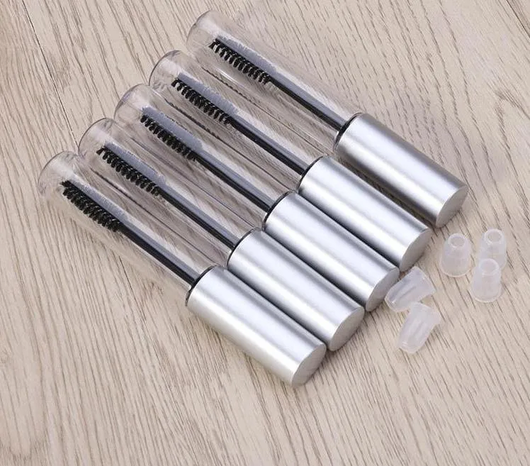 500 stks 10 ml POP Lege fles Black Eyelash Tube Mascara Cream Fial / Container Modieus met Silver Deksel Drop Shipping SN1492