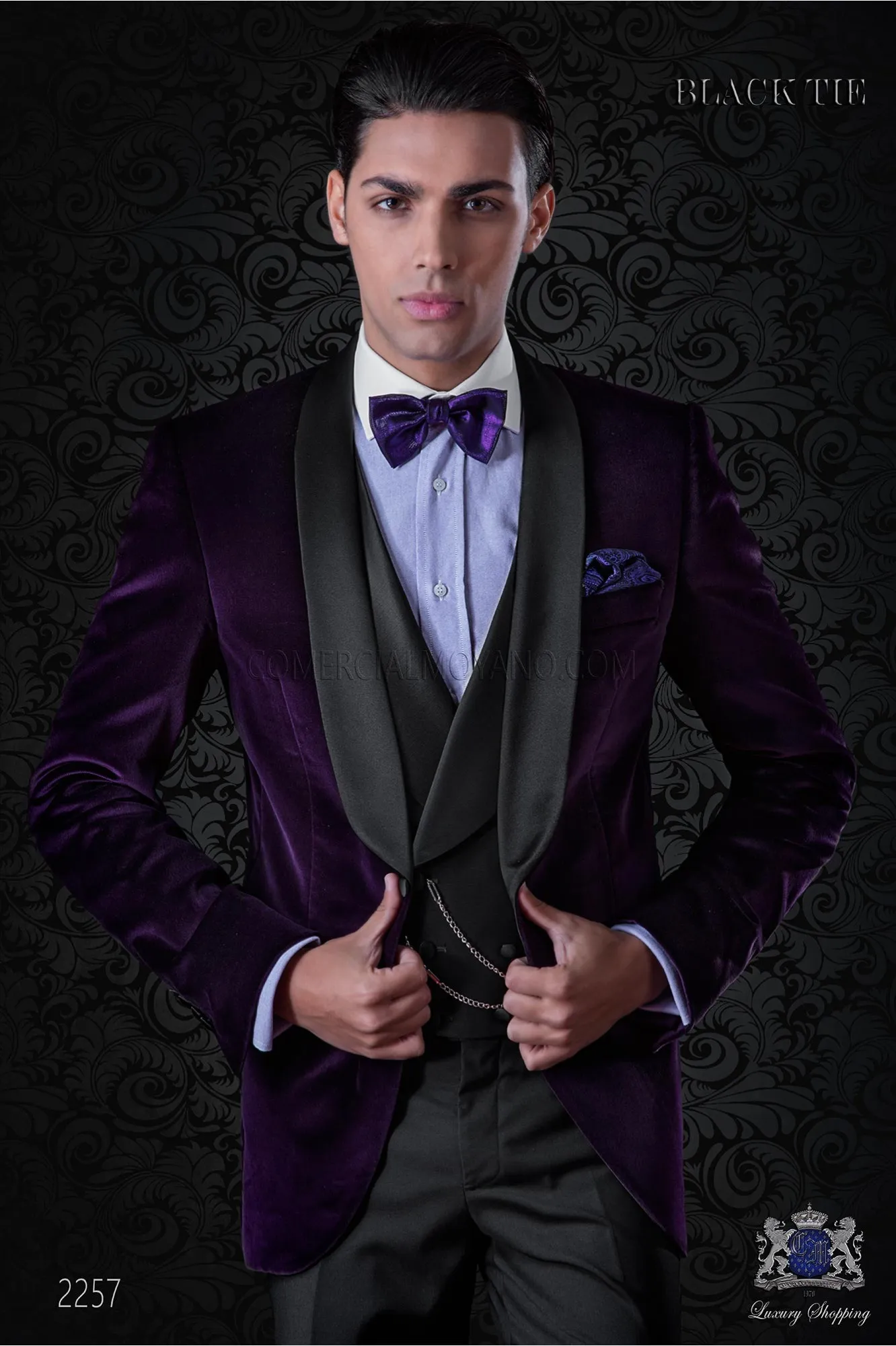 Bonito Velvete Groomsmen Shawl Lapel Noivo TuxeDos Homens Ternos Casamento / Prom / Jantar Melhor homem Blazer (Jacket + Calças + Tie + Vest) 109