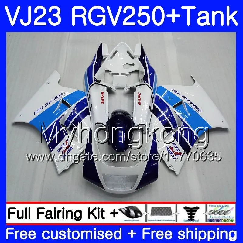 Kropp + Tank Vit Blå Hot för SUZUKI VJ21 RGV250 88 94 95 96 97 98 309HM.15 RGV-250 VJ23 VJ 22 RGV 250 1988 1994 1995 1996 1997 FAIRING