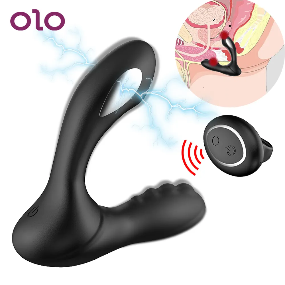 OLO Anal Dildo Vibrator Anal Butt Plug Perineum Stimulator Electric Shock Prostate Massager 8 Speeds Sex Toys for Men Gay Y191112