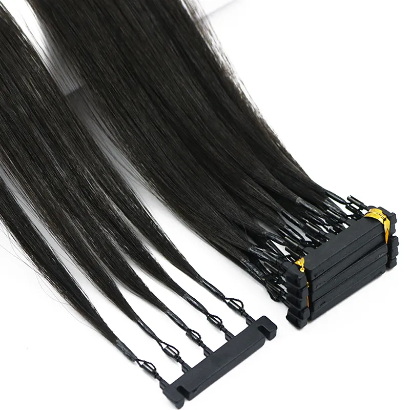 Segunda Geração 6D Virgin extensões do cabelo pode ser personalizado para ferramentas salão Hightlights conector cabelo laço Micro Anel extensões do cabelo