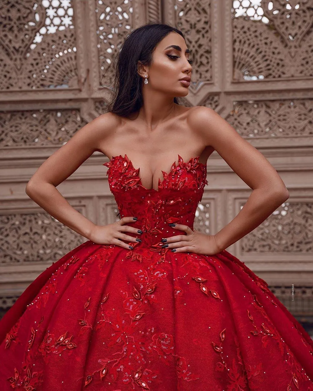Fashion Red Prom Dresses 2021 A-Line / Princess Scoop Neck Beading Crystal  Sequins Short Sleeve Backless