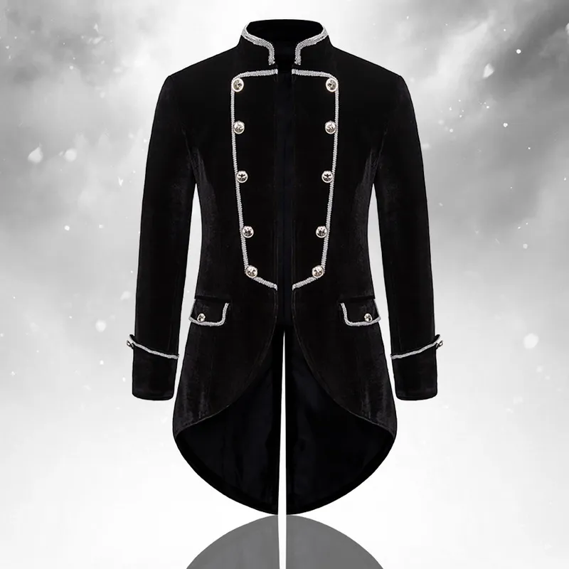 Men's Jackets MJARTORIA Men Medieval Vintage Swallowtail Long Coat Steampunk Tailcoat Cosplay Costume Standing Collar Velvet Dovetail Outwea