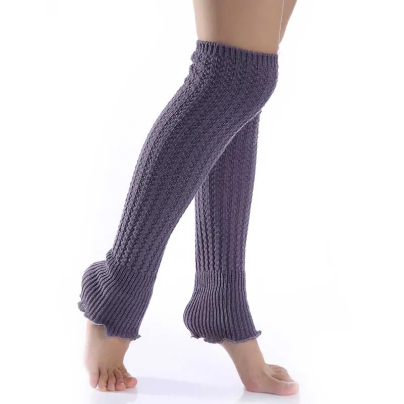 Solid Color Knit Boot Leg Warmers Knee High Stockings Leggings