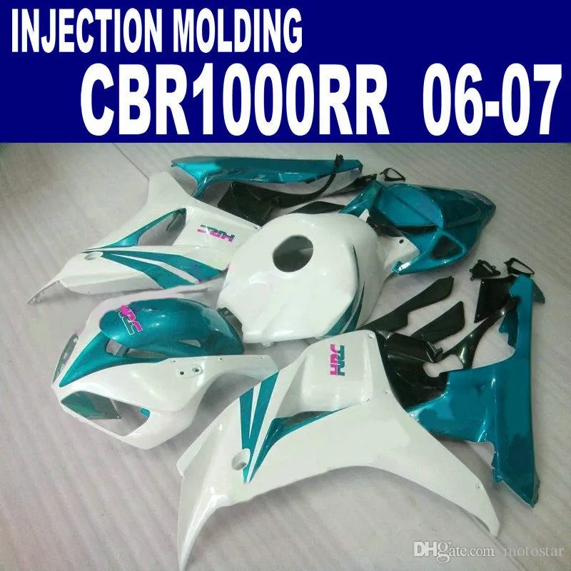 Fairing Kit för Honda Injection Mote Fairings CBR1000 RR 06 07 Svart Grön Vit CBR1000RR 2006 2007 Plast CP52