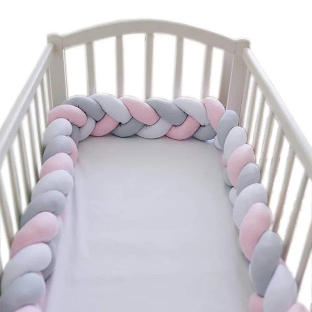 Lit De Bébé Pare-Chocs Noeud Long À La Main Noué Tresse Tissage en Peluche  Bébé