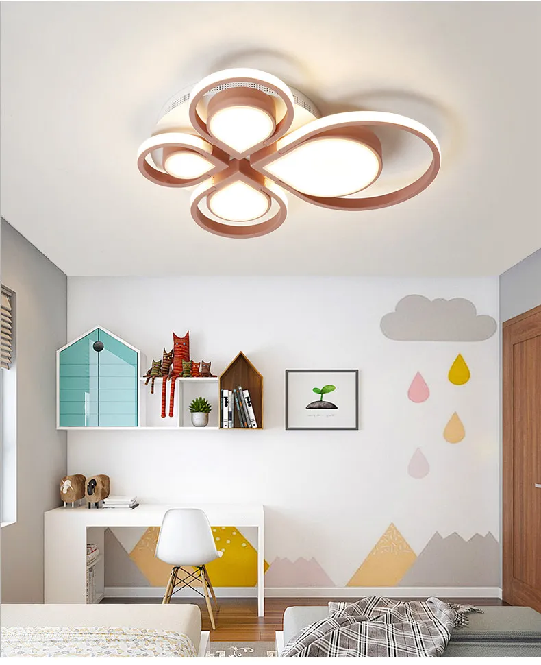 현대 블루 또는 핑크 LED 천장 조명 원격 제어 전등 거실 조명 어린이 침실 램프 참신한 조명기