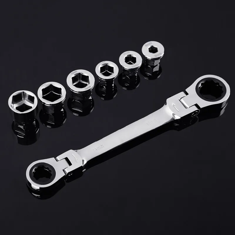 Freeshipping 6-19Mm Universal soquete Set Com Duplo Box Ratchet Wrench 13 Em 1 principal dobro reversível Ratchet combinação Spanner