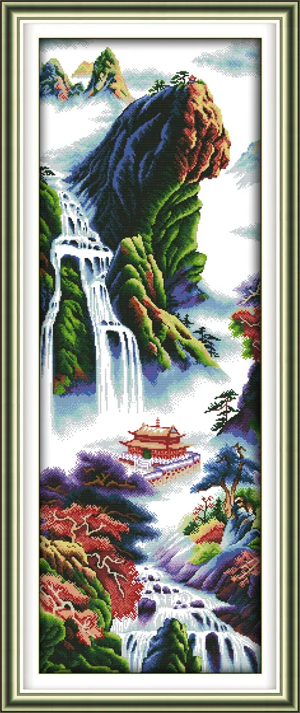 Letnia Mountain Home Decor Malarstwo, Handmade Cross Stitch Hafty Robótki Zestawy Liczba druku na płótnie DMC 14CT / 11CT