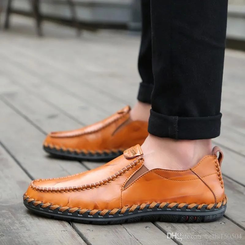 Äkta läder manliga skor mocka loafer officiella skor mjuka män resor promenad sko casual komfort andetag skor för män märke design