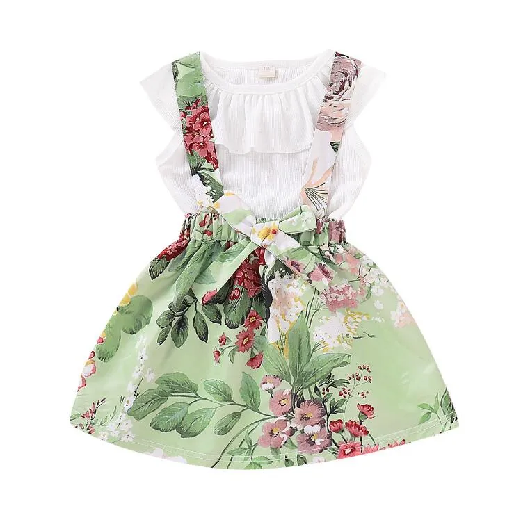 Baby Girls Suspender Skirt Outfits Romper Tops+2019 New Summer Kids ...