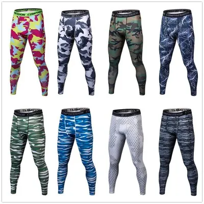 Men Pants Stretch Camouflage Legging Skinny Slim Training Sports Trousers Fitness Mens Joggers Bodybuilding Tights Foot Pants YFA1065