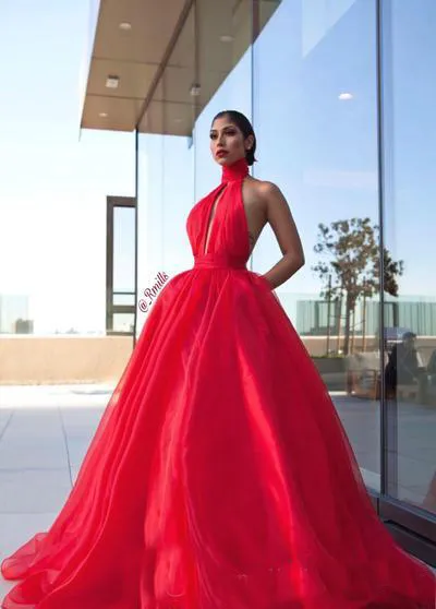 Sexy Open Back Prom Dress Puffy Halter Neck Long... From Veralove999,  $111.88 | DHgate.Com