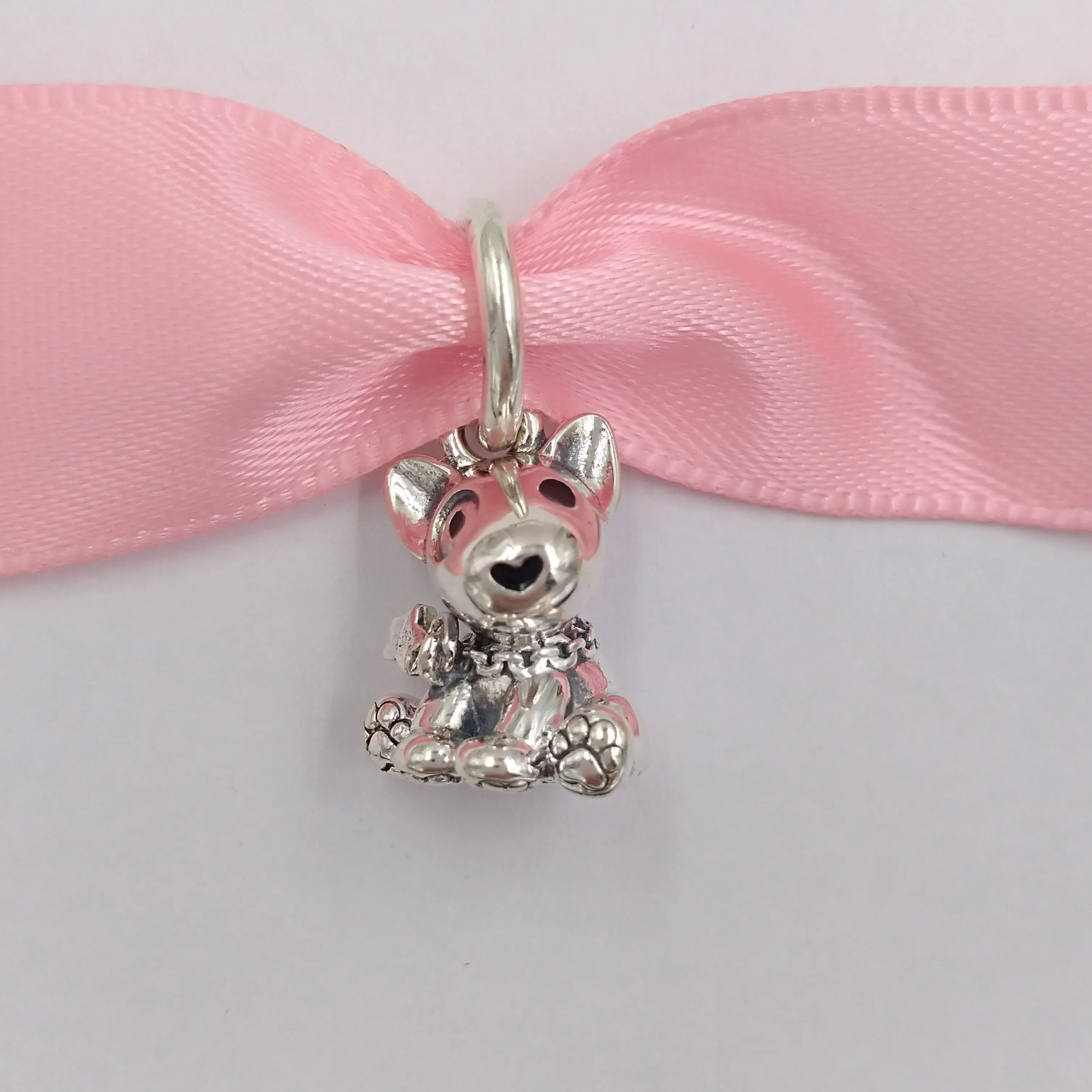 Andy Jewel 925 srebrne koraliki Bull terrier szczeniaki Dangle Charms Fits European Pandora w stylu pandora biżuteria Naszyjnik 798010en