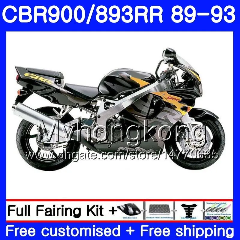 Karosserien für HONDA CBR 900RR 893RR CBR900RR 1989 1990 1991 1992 1993 253HM.40 CBR893 Glänzend schwarzes Oberteil CBR900 RR CBR893RR 89 90 91 92 93 Verkleidung