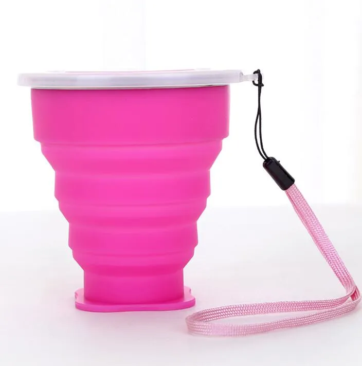 portable outdoor Travel Cup folded Silicone Retractable Folding drinking beer wine Cups Outdoor emergency Telescopic Collapsible Coffee Cups