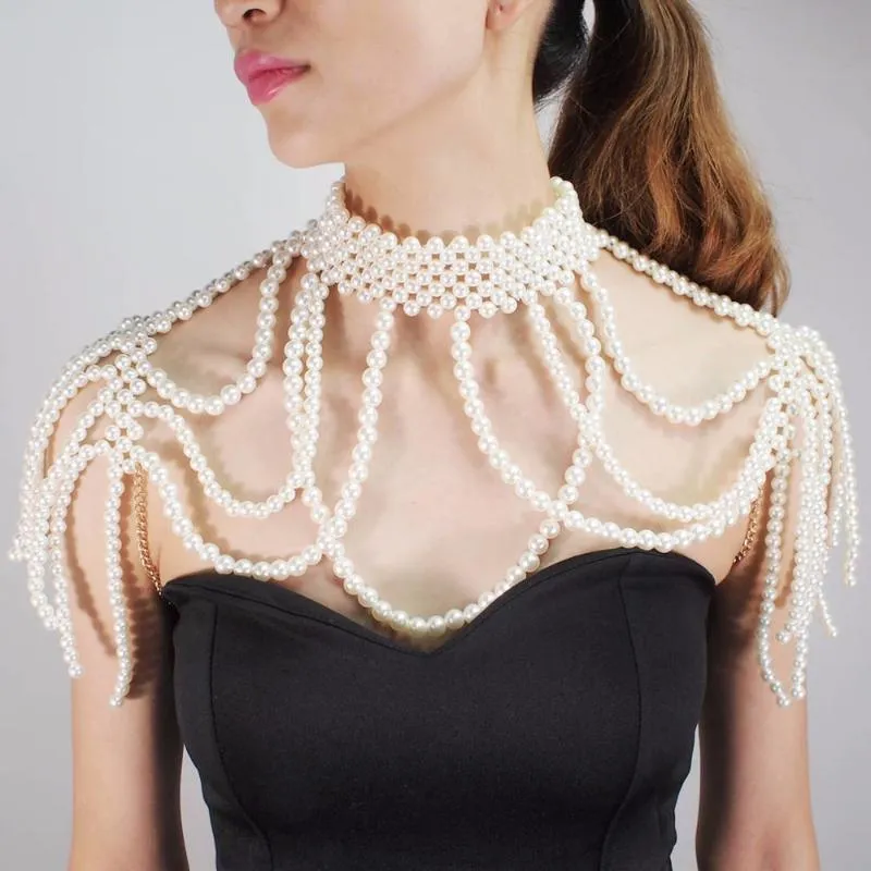 DHgate Exquisite Pearl Choker Necklace for Women Handmade Beaded Shawl Cape Jewelry Jewelry