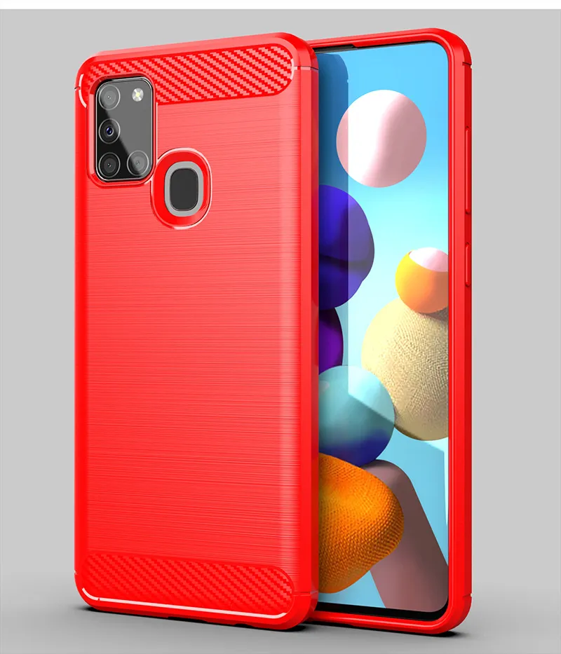 Włókna węglowa Tekstura Slim Armor Szczotkowane TPU Case Pokrywa dla Samsung Galaxy A01 A11 A21 A31 A41 A51 5G A71 5G A21S M21 M31 CRExpress