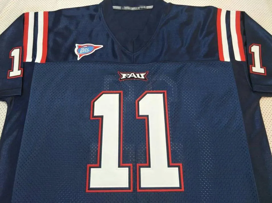 Custom Men Youth Dames Vintage Florida Atlantic Owls Fau R.Smith # 11 Football Jersey Size S-4XL of Custom Any Name of Number Jersey