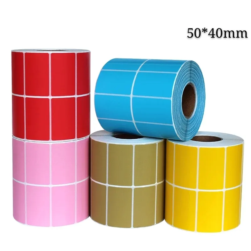 50 * 40mm 2000 pcs color cor código de barras de impressão adesivo adesivo rolo pacote adesivos endereço etiqueta de endereço item descrição etiquetas