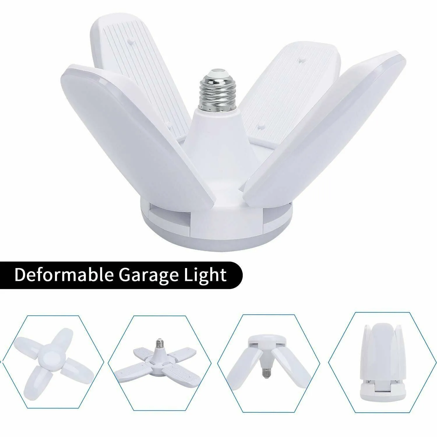 High Bay 45W E27 LED Garage Light Bulb 60W Folding Cool White US stock