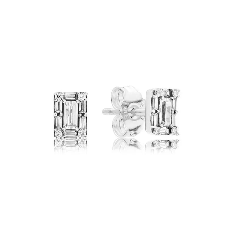 女性メンズラグジュアリーデザイナーイヤリングPandora 925 Sterling Silver Czダイヤモンド発光アイススタッドイヤリングセット