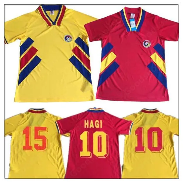 Jersey de football Roumanie rétro 1994 10 Hagi 6 Chiriches POPESCU MAXIM SHIRT SOCCER 9 RADUCIOIU FUTBOL Calcio PetrcuSu 2 Moldovan 17 Produan 3
