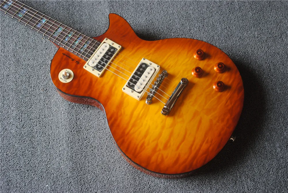 Envío gratis de alta calidad nube llama arce superior estándar marrón marrón chino instrumentos de música china guitarra eléctrica