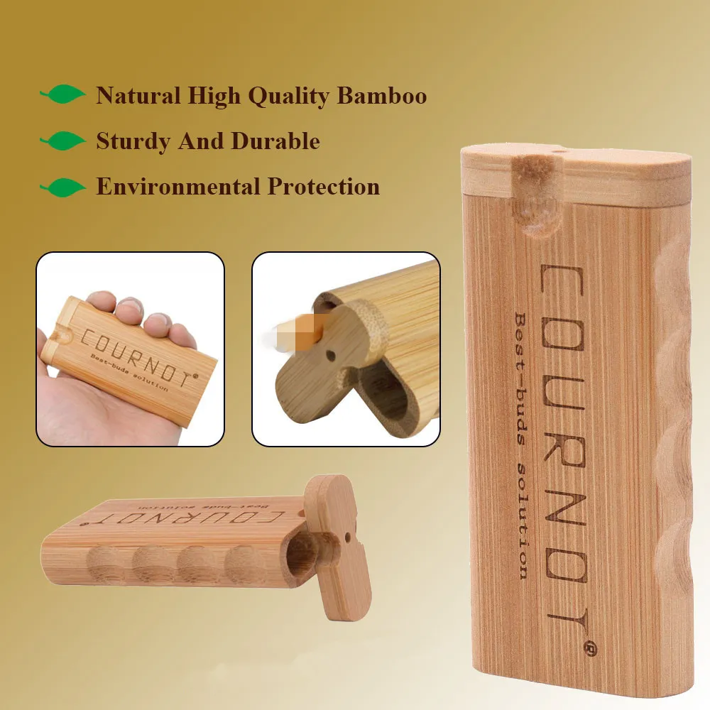 COURNOT Piroga in bambù naturale con tubo in ceramica One Hitter Bat 48 * 103MM Mini piroga in bambù Scatola per fumo Accessori per tubi a mano