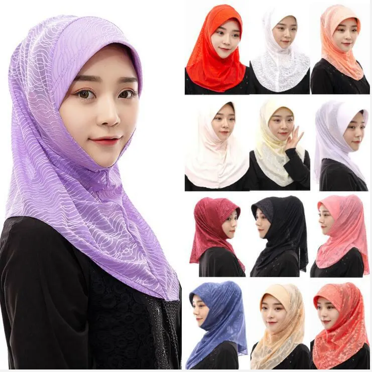 Muslim Hijab Wraps Islamic Sjalar Wraps Women Headscarf Headband Scarves Turban Etniska Scarf Lady Pashmina Underscarf Cap Headwear A848