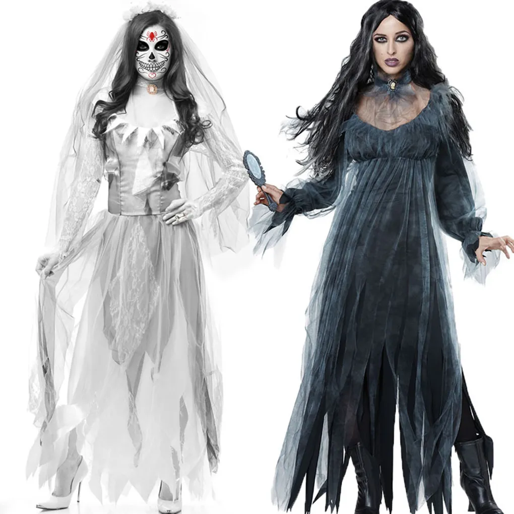 Halloween kostymer för kvinnor spök brud klänning cosplay skräck zombie brud spöke hus kostym bar maskerad zombie kostym