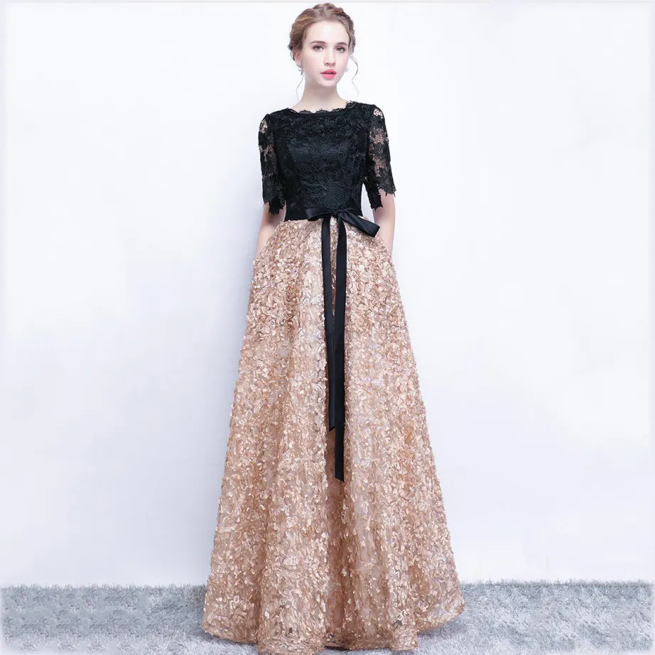 Modern Sexy Party dress Women Long gown Shanghai Story Lace Qipao elegant Chinese half sleeve cheongsam vestido