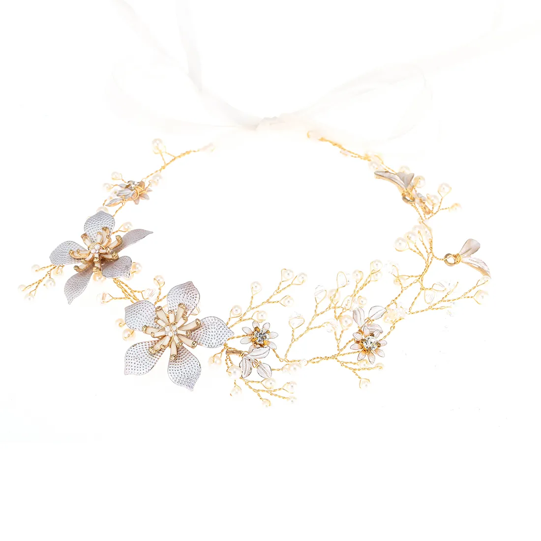 US Warehouse New Fashion Flower Pearl Bride Headship Headrress Этнический стиль